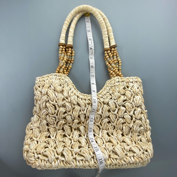 Cappelli straw rattan weaved beaded summer hobo bag - Picture 7 of 8
